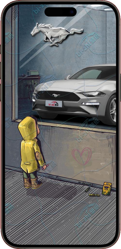 福特Mustang2021款橱窗男孩看车男孩汽车壁纸