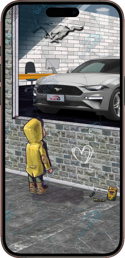 福特Mustang2021款橱窗男孩看车男孩汽车壁纸