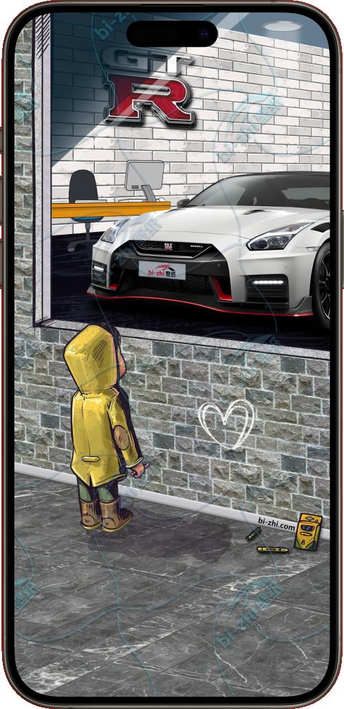 日产GTR2017款橱窗男孩看车男孩汽车壁纸