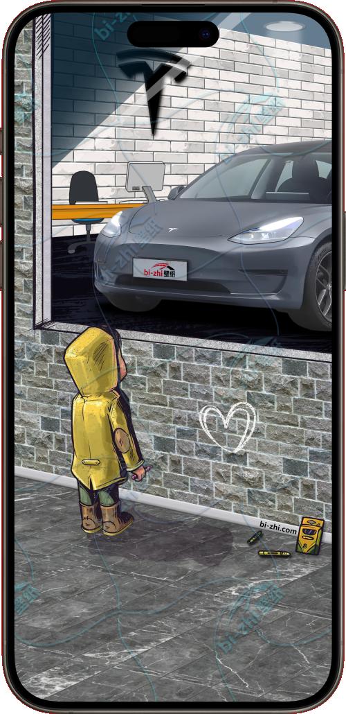 特斯拉Model32022款橱窗男孩看车男孩汽车壁纸