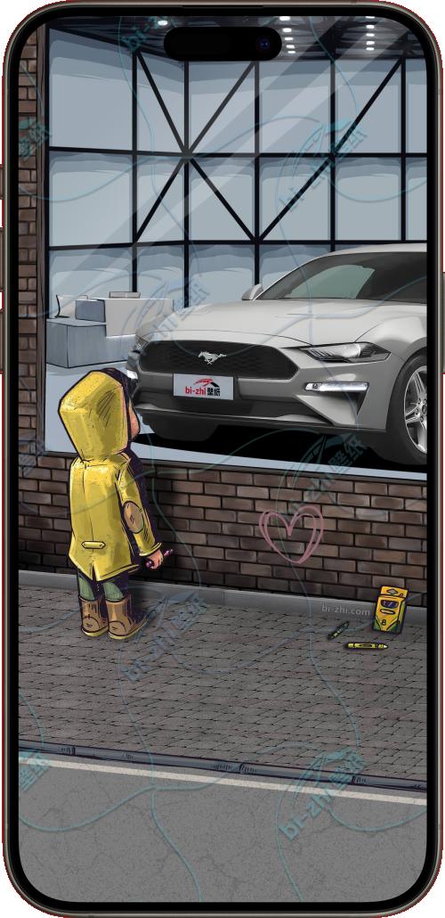 福特Mustang2021款橱窗男孩看车男孩汽车壁纸
