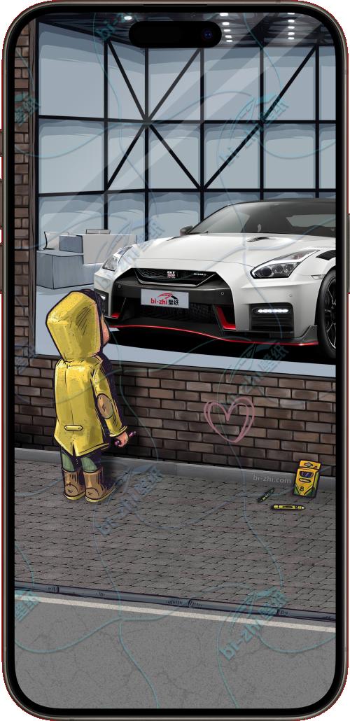 日产GTR2017款橱窗男孩看车男孩汽车壁纸