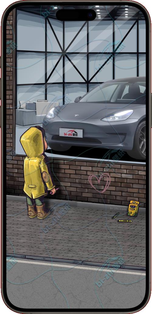特斯拉Model32022款橱窗男孩看车男孩汽车壁纸