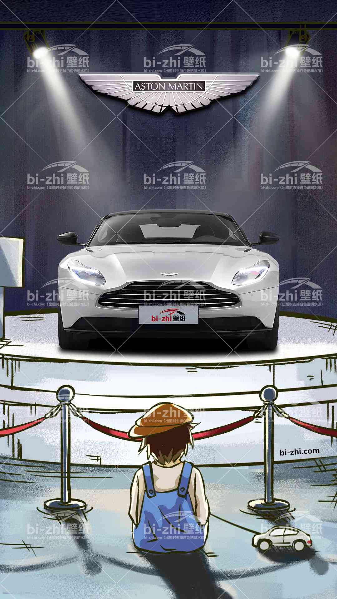 阿斯顿马丁DB11橱窗男孩看车男孩汽车壁纸
