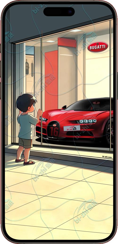 布加迪Chiron2018款橱窗男孩看车男孩汽车壁纸