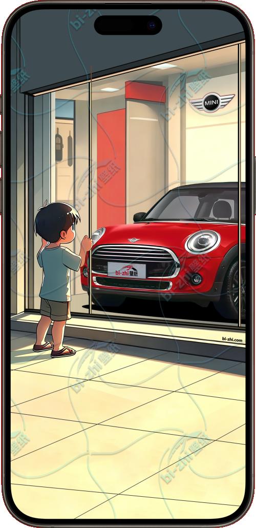 MINIMINI2021款橱窗男孩看车男孩汽车壁纸