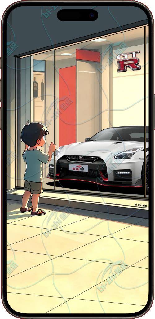日产GTR2017款橱窗男孩看车男孩汽车壁纸