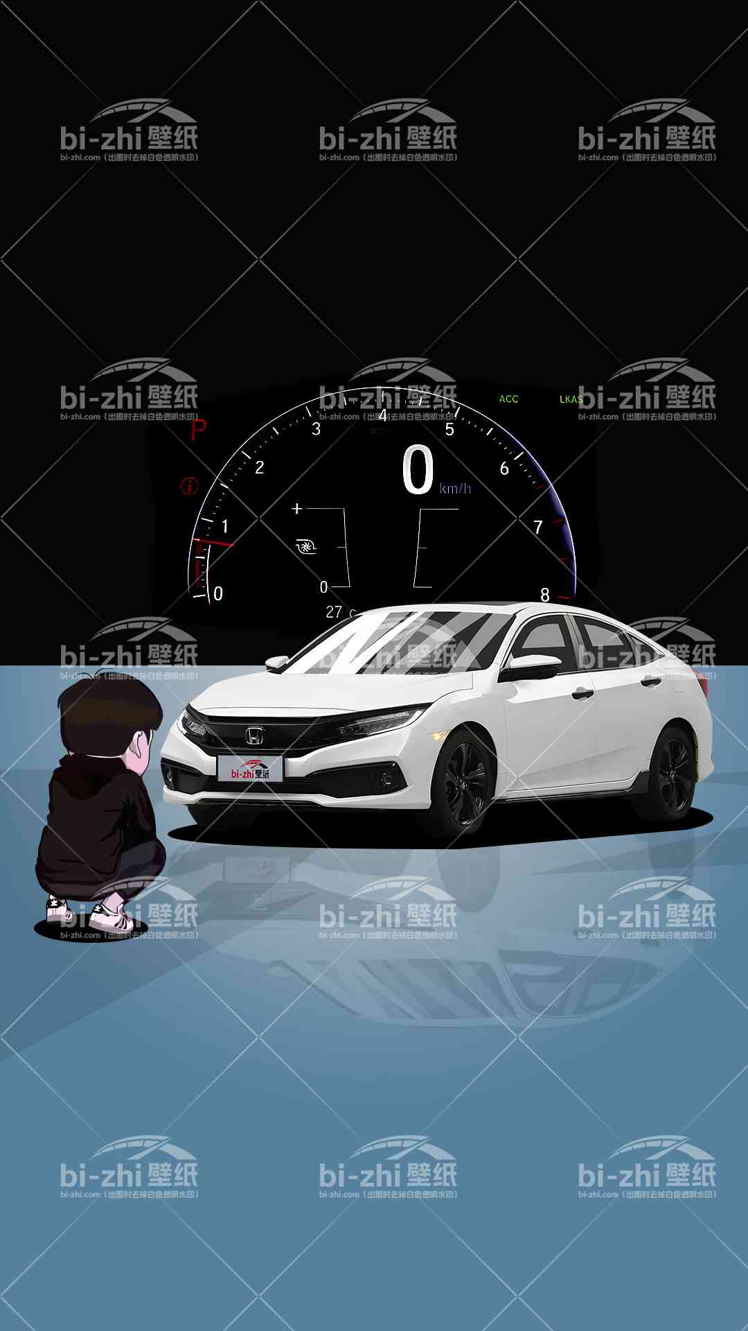 本田思域橱窗男孩看车男孩汽车壁纸