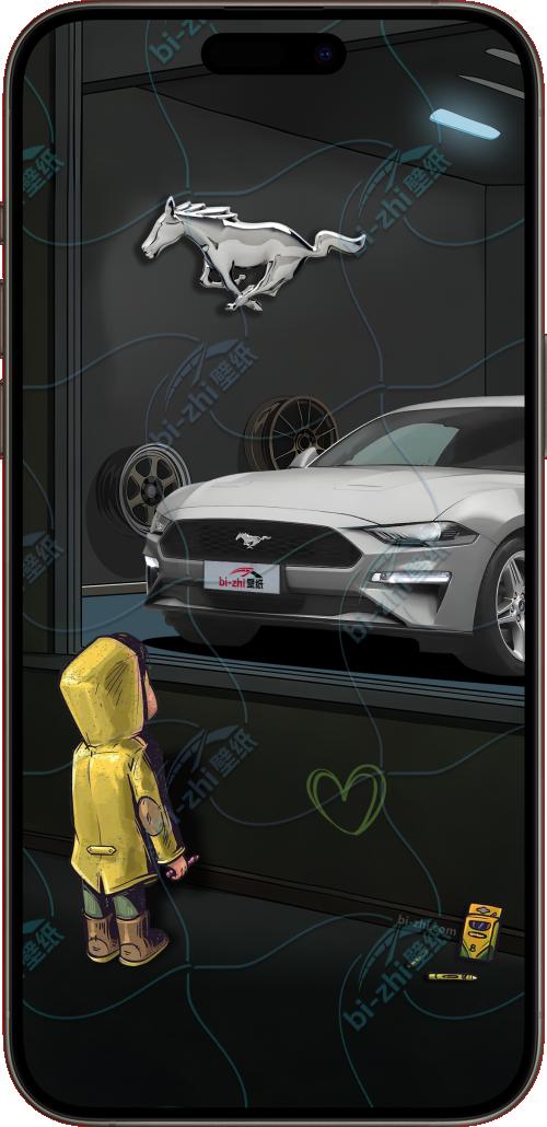 福特Mustang2021款橱窗男孩看车男孩汽车壁纸