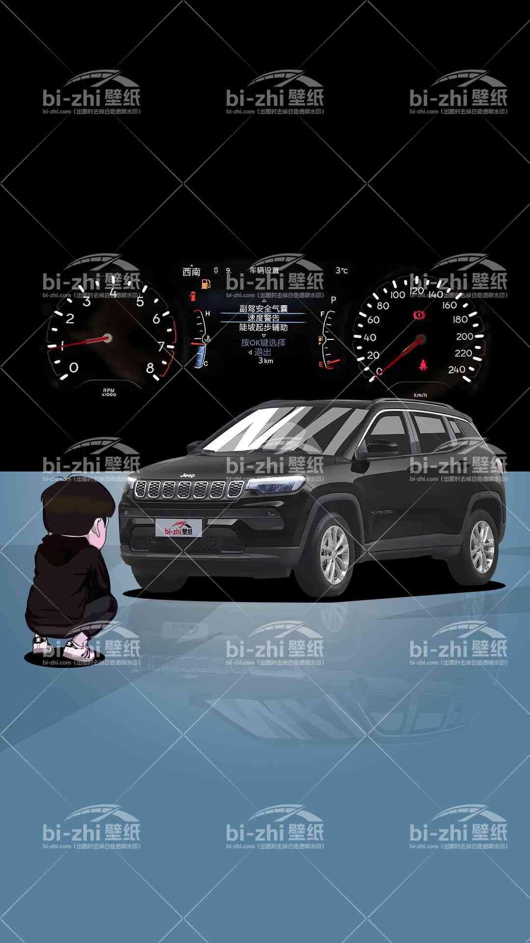 jeep指南者橱窗男孩看车男孩汽车壁纸