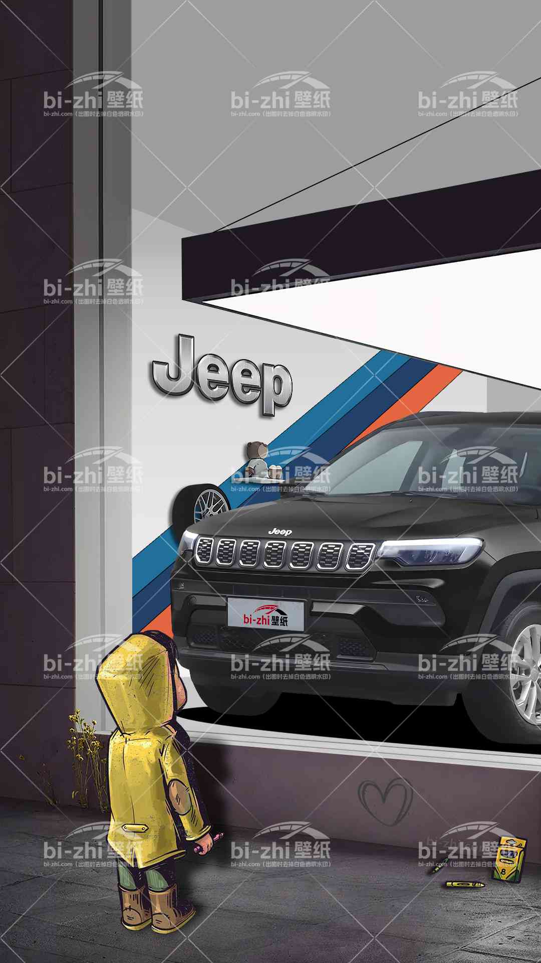 jeep指南者橱窗男孩看车男孩汽车壁纸