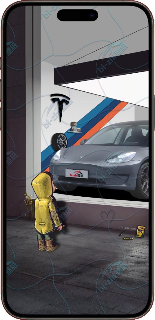 特斯拉Model32022款橱窗男孩看车男孩汽车壁纸