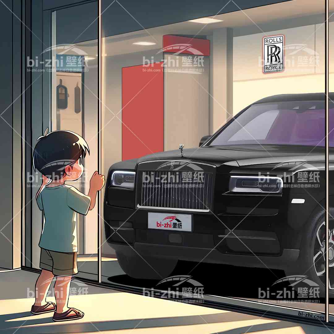 劳斯莱斯库里南橱窗男孩看车男孩汽车壁纸