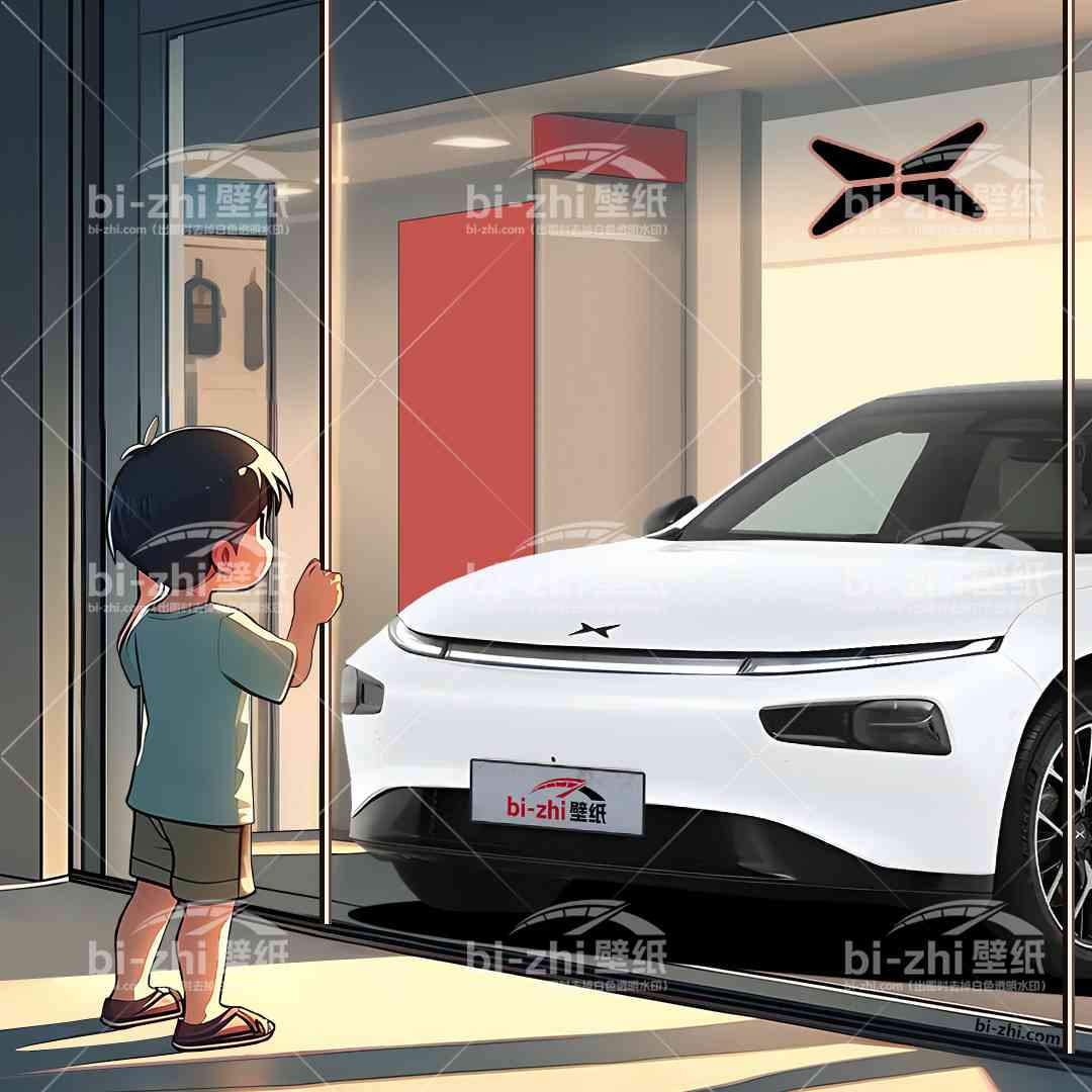 小鹏P7橱窗男孩看车男孩汽车壁纸