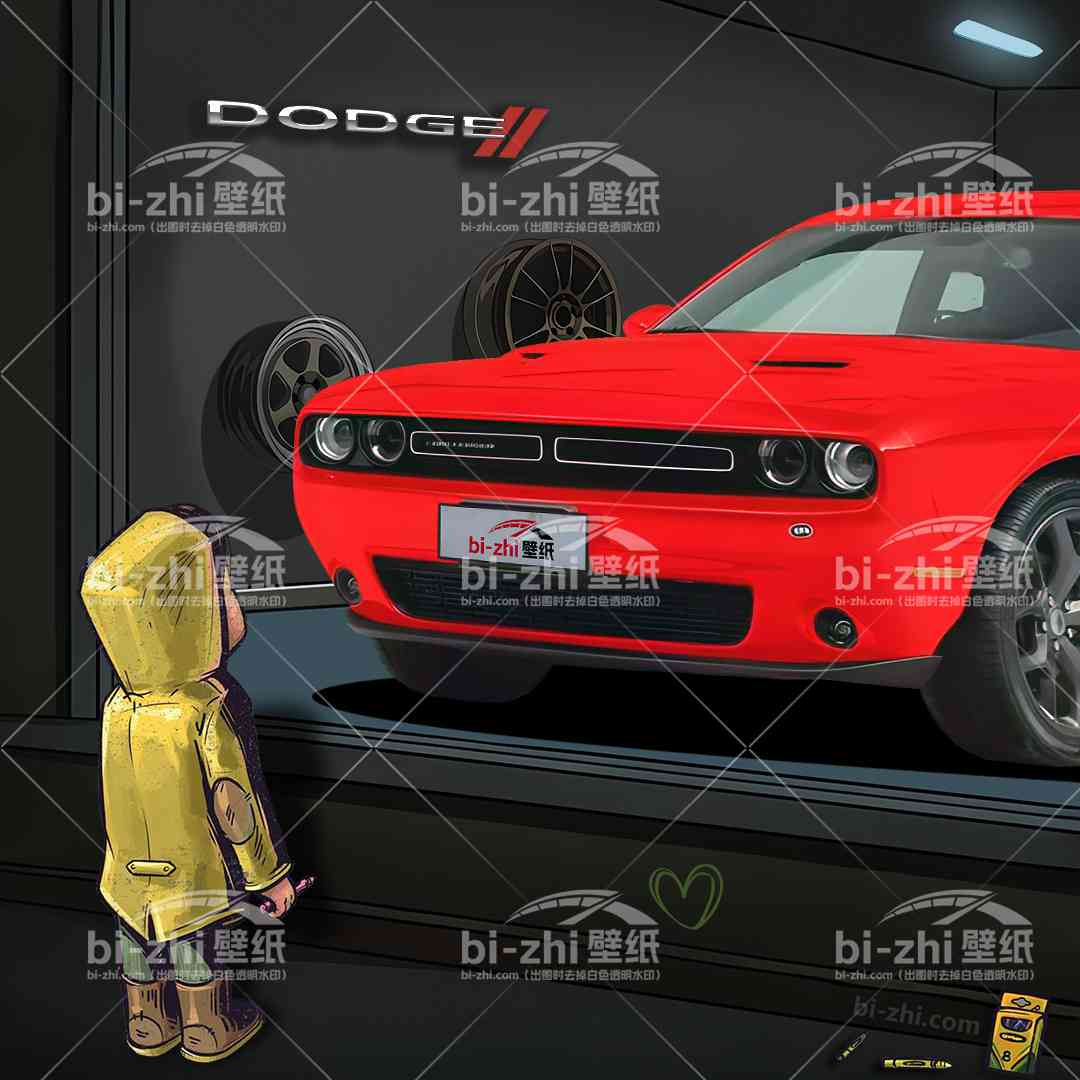 道奇挑战者橱窗男孩看车男孩汽车壁纸