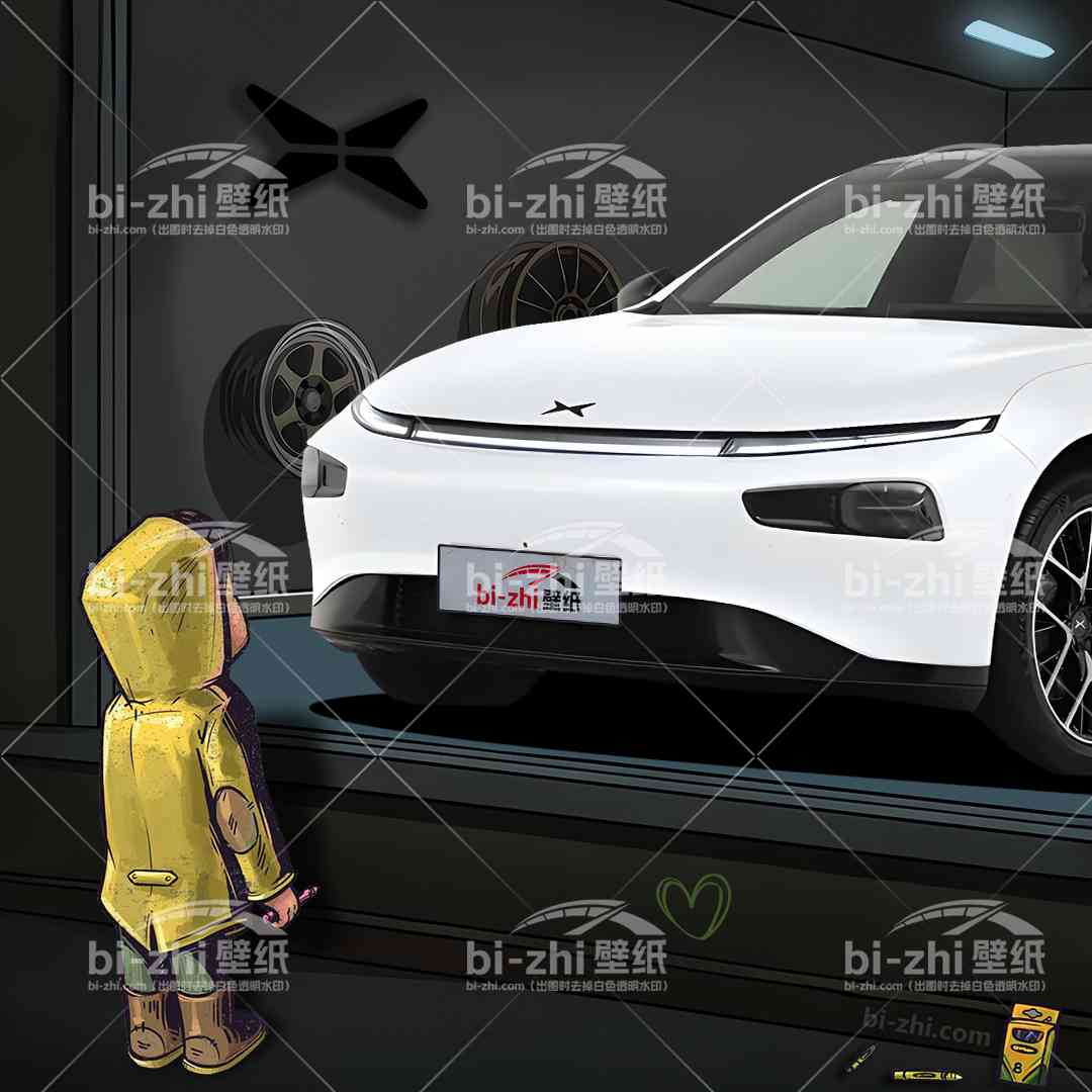 小鹏P7橱窗男孩看车男孩汽车壁纸