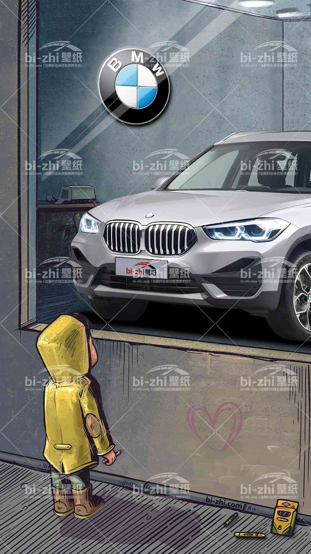 宝马X1橱窗男孩看车男孩汽车壁纸