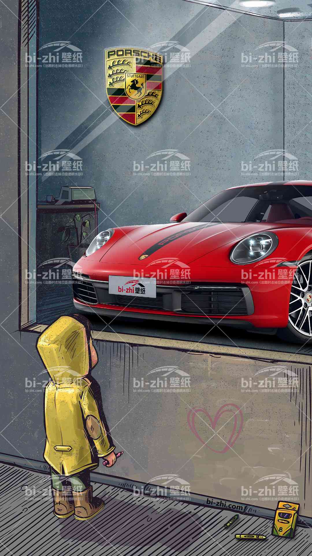 保时捷911橱窗男孩看车男孩汽车壁纸