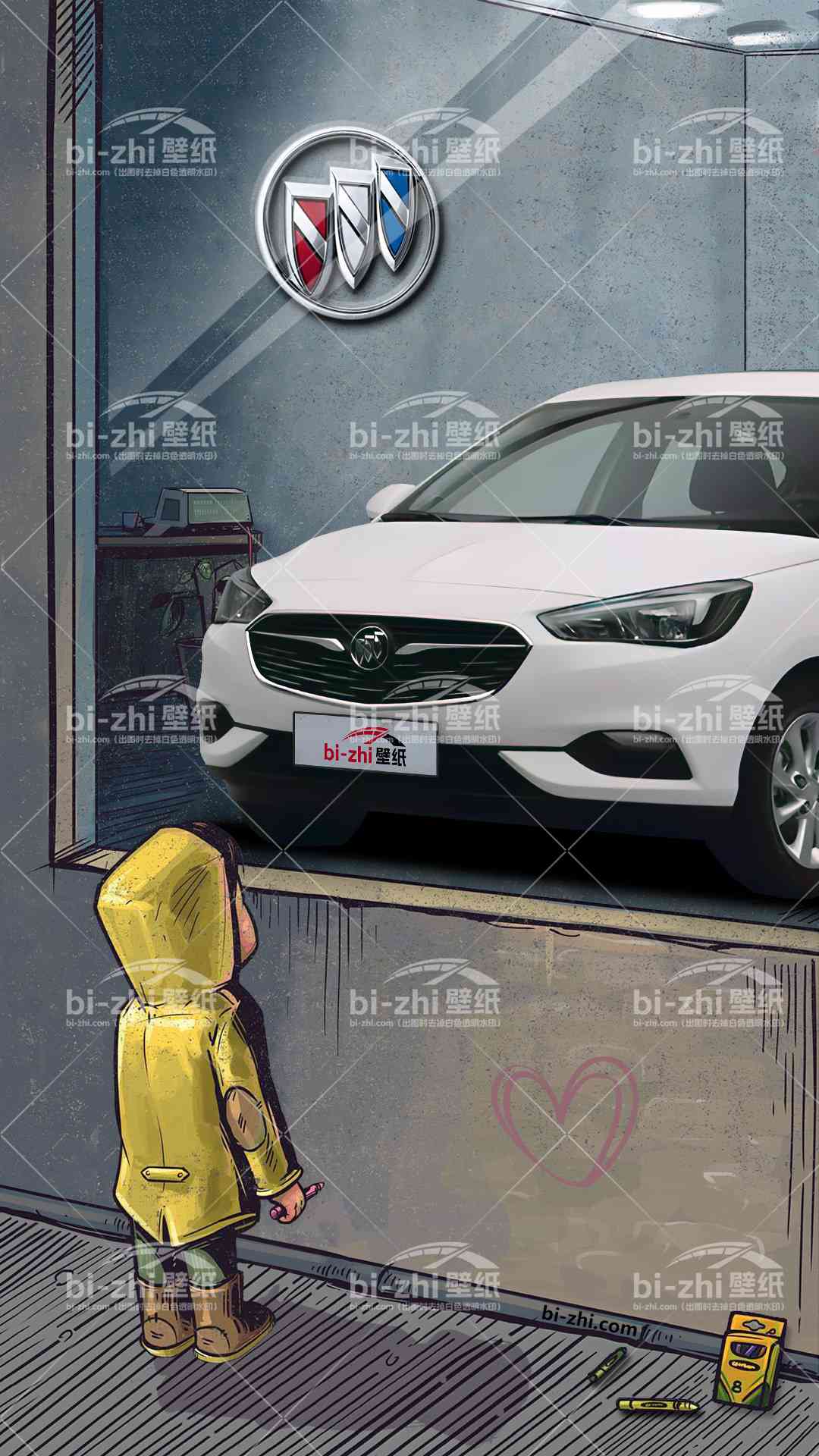 别克凯越橱窗男孩看车男孩汽车壁纸