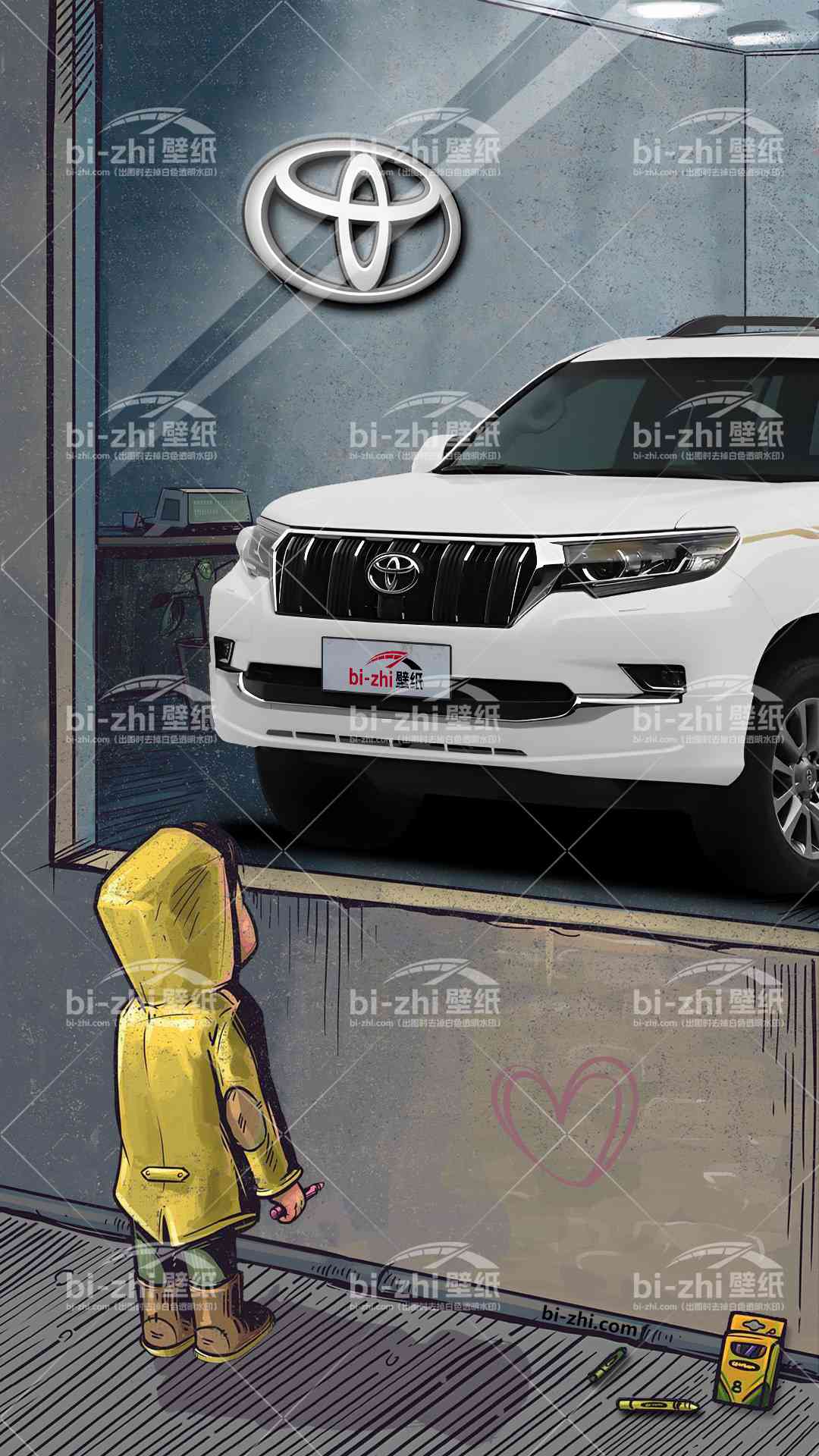 丰田普拉多橱窗男孩看车男孩汽车壁纸