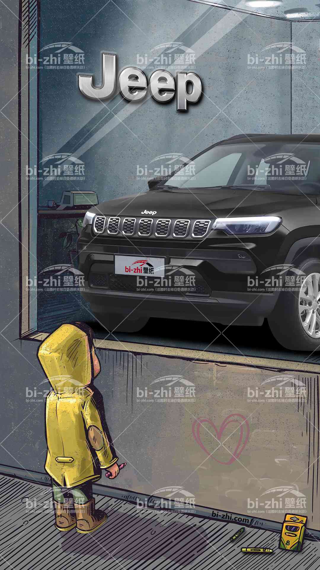 jeep指南者橱窗男孩看车男孩汽车壁纸