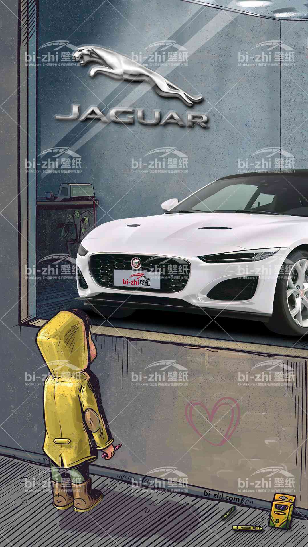 捷豹F-TYPE橱窗男孩看车男孩汽车壁纸