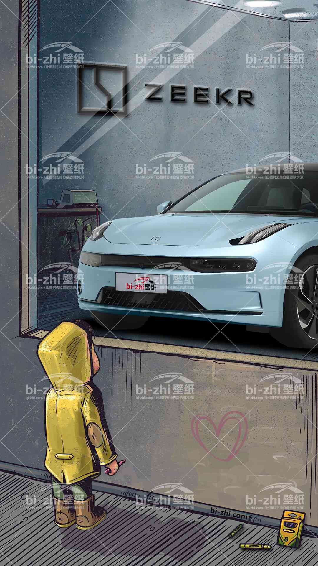 极氪001橱窗男孩看车男孩汽车壁纸