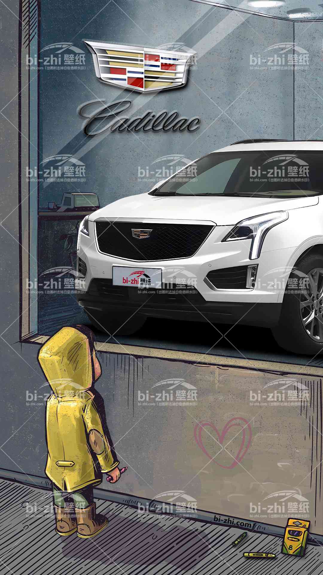 凯迪拉克XT5橱窗男孩看车男孩汽车壁纸