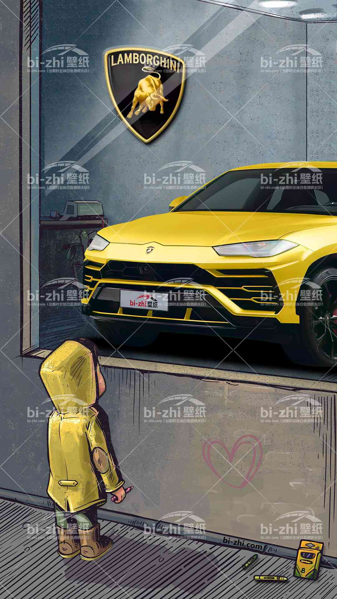 兰博基尼Urus橱窗男孩看车男孩汽车壁纸