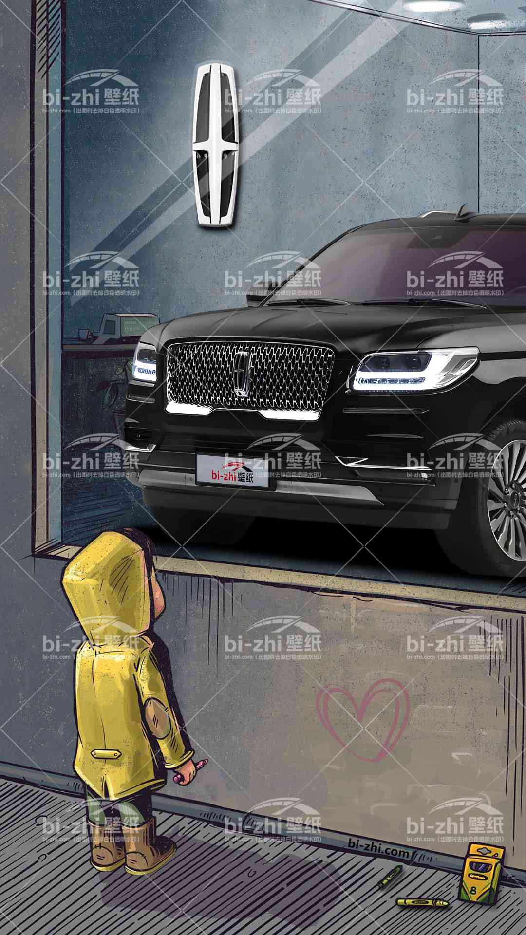 林肯领航员橱窗男孩看车男孩汽车壁纸