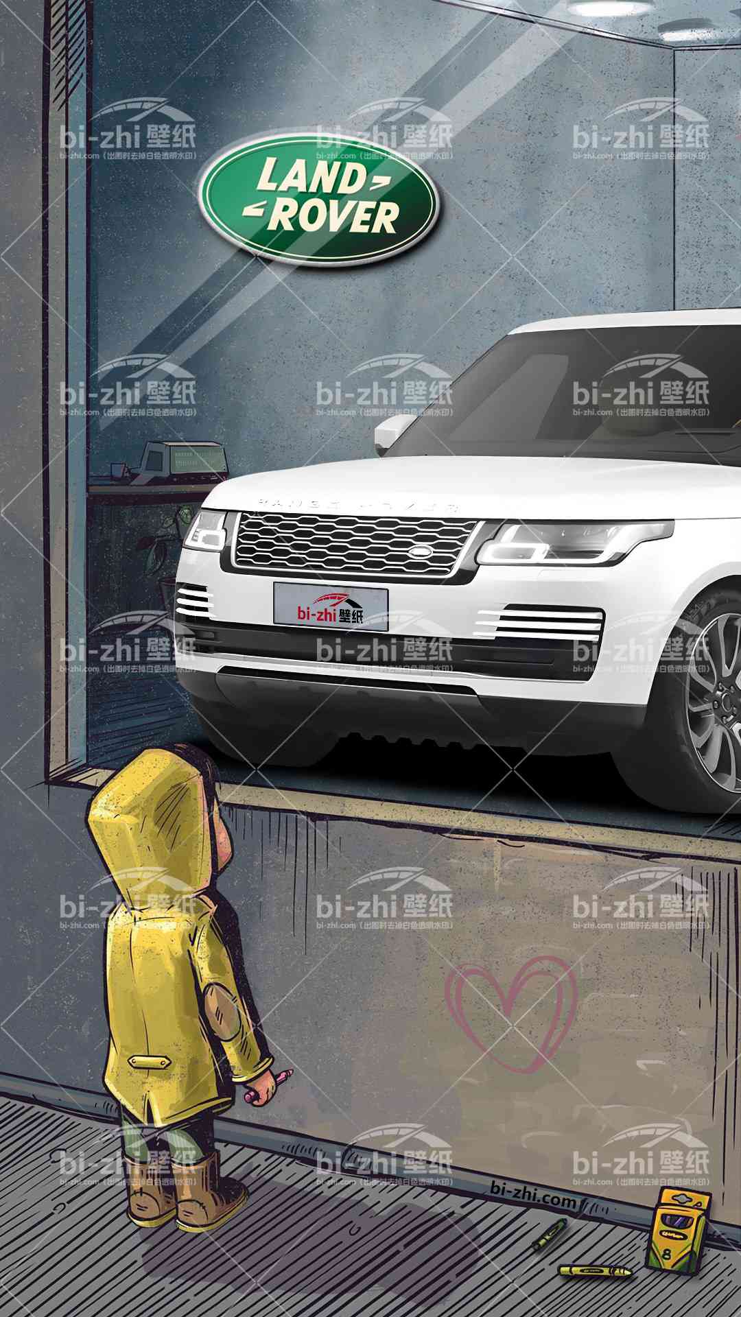 路虎揽胜橱窗男孩看车男孩汽车壁纸