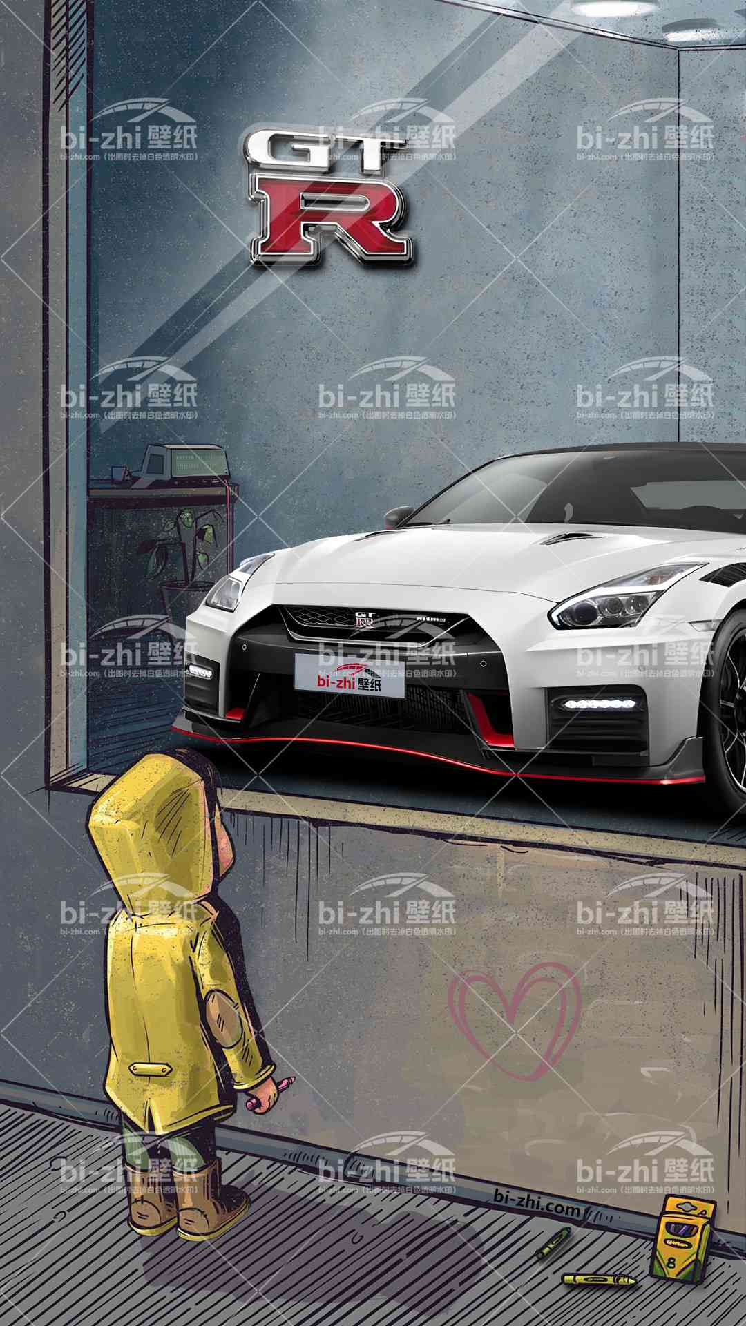 日产GTR橱窗男孩看车男孩汽车壁纸