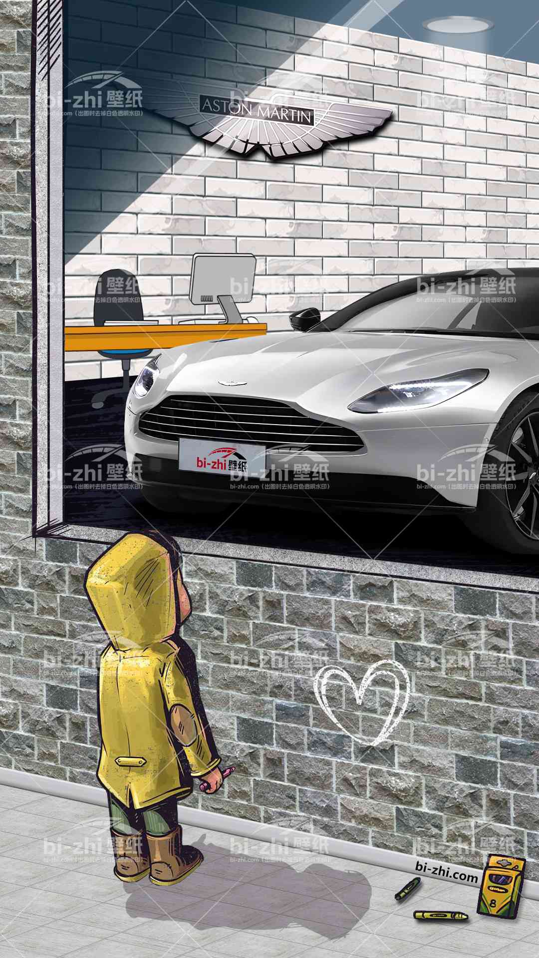 阿斯顿马丁DB11橱窗男孩看车男孩汽车壁纸
