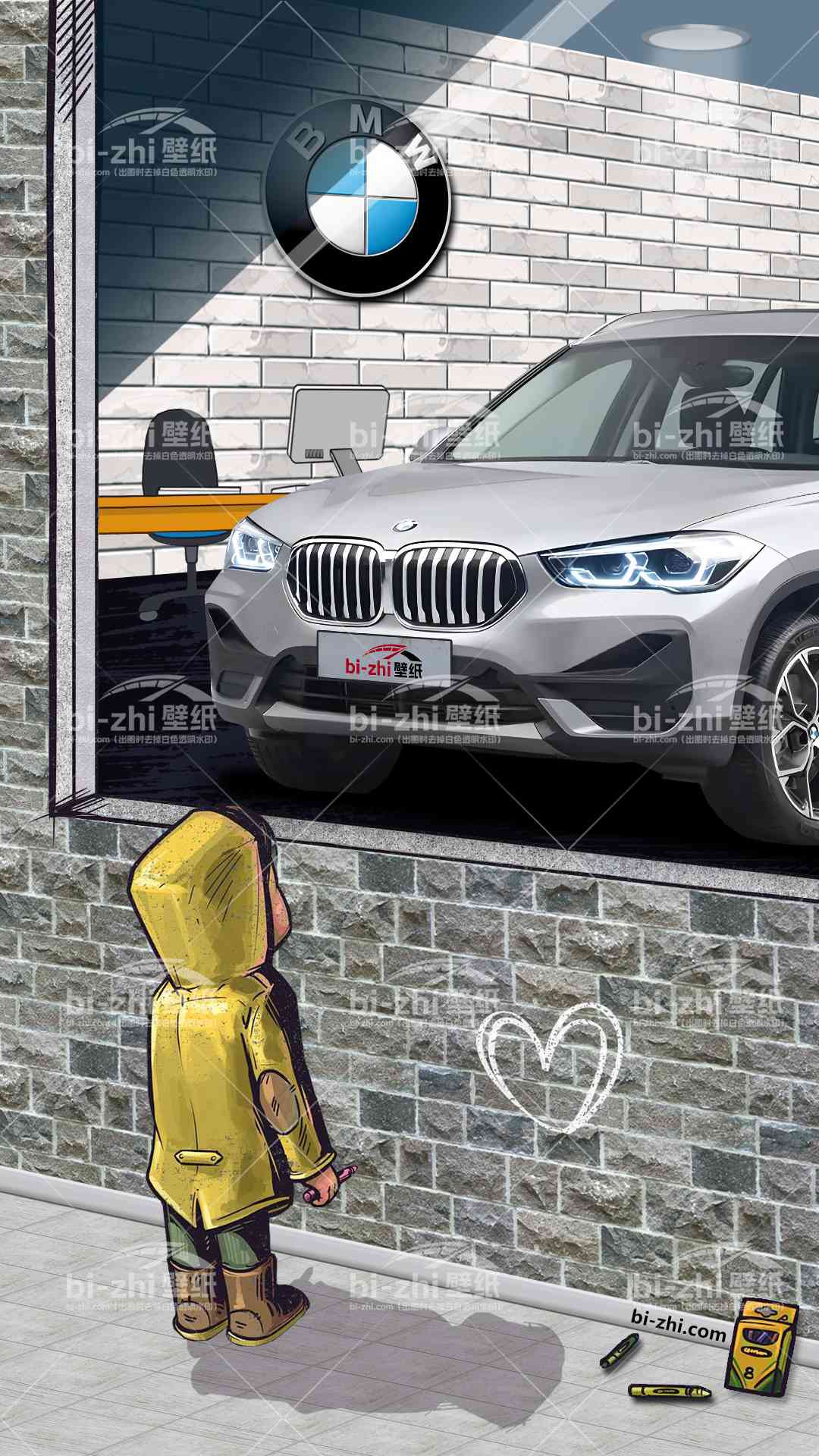 宝马X1橱窗男孩看车男孩汽车壁纸