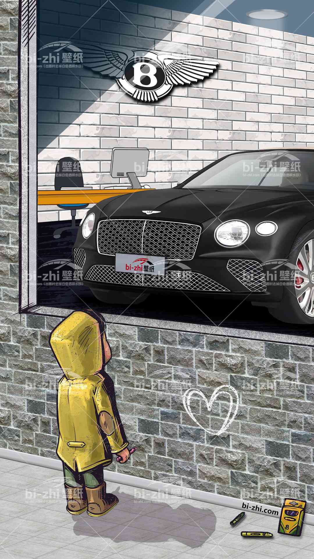 宾利欧陆橱窗男孩看车男孩汽车壁纸
