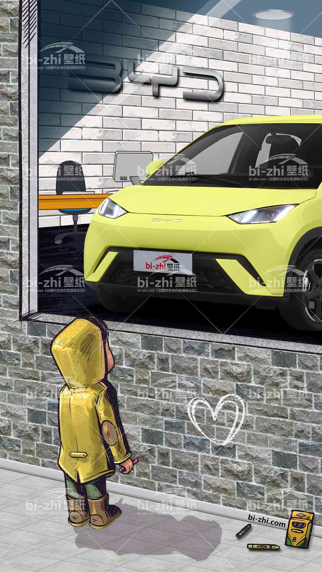 比亚迪海鸥橱窗男孩看车男孩汽车壁纸