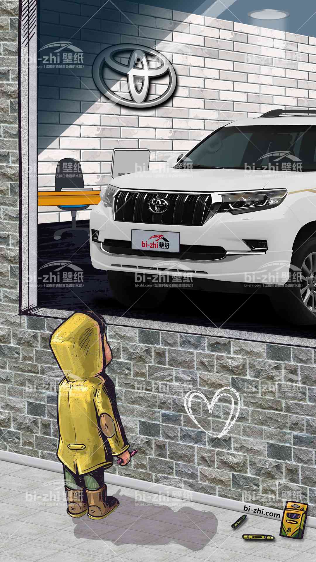 丰田普拉多橱窗男孩看车男孩汽车壁纸