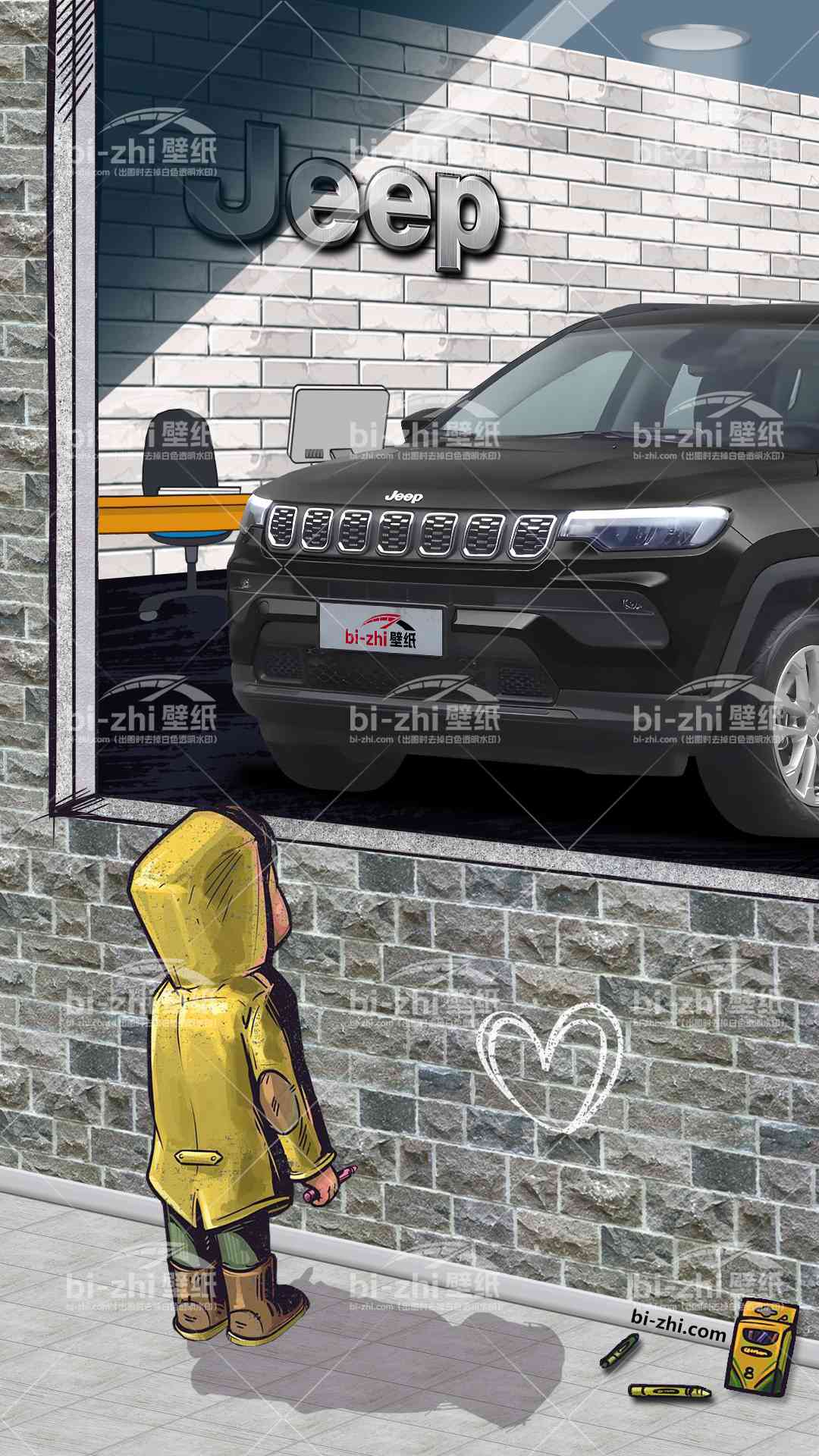 jeep指南者橱窗男孩看车男孩汽车壁纸