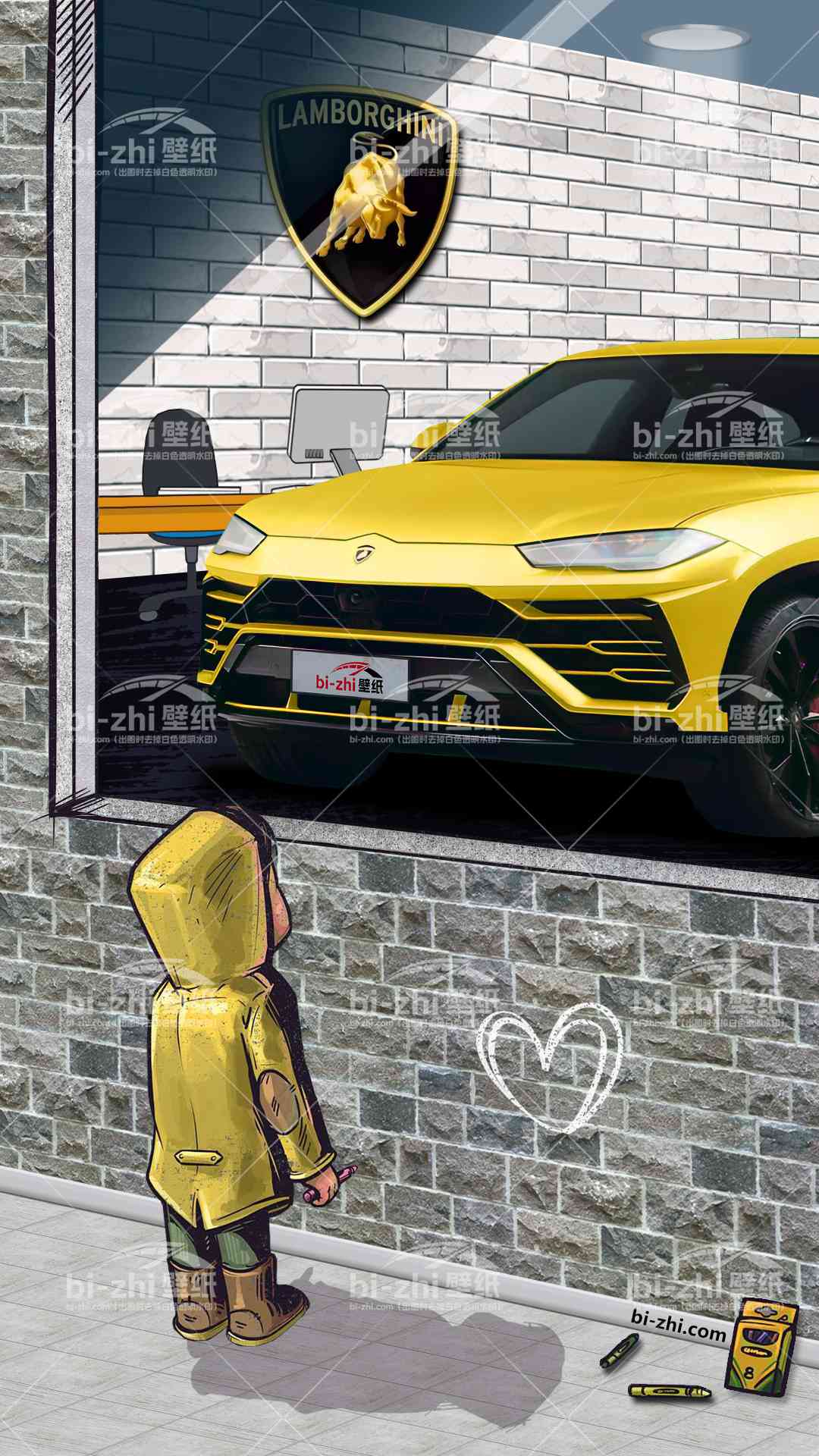兰博基尼Urus橱窗男孩看车男孩汽车壁纸