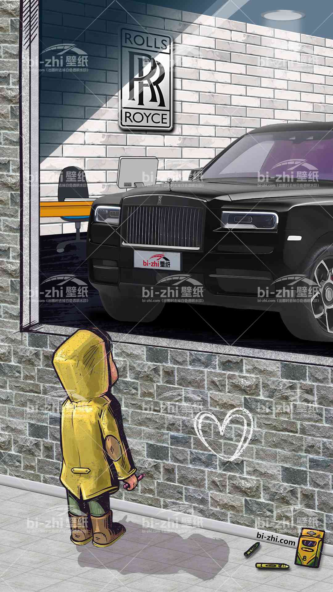 劳斯莱斯库里南橱窗男孩看车男孩汽车壁纸