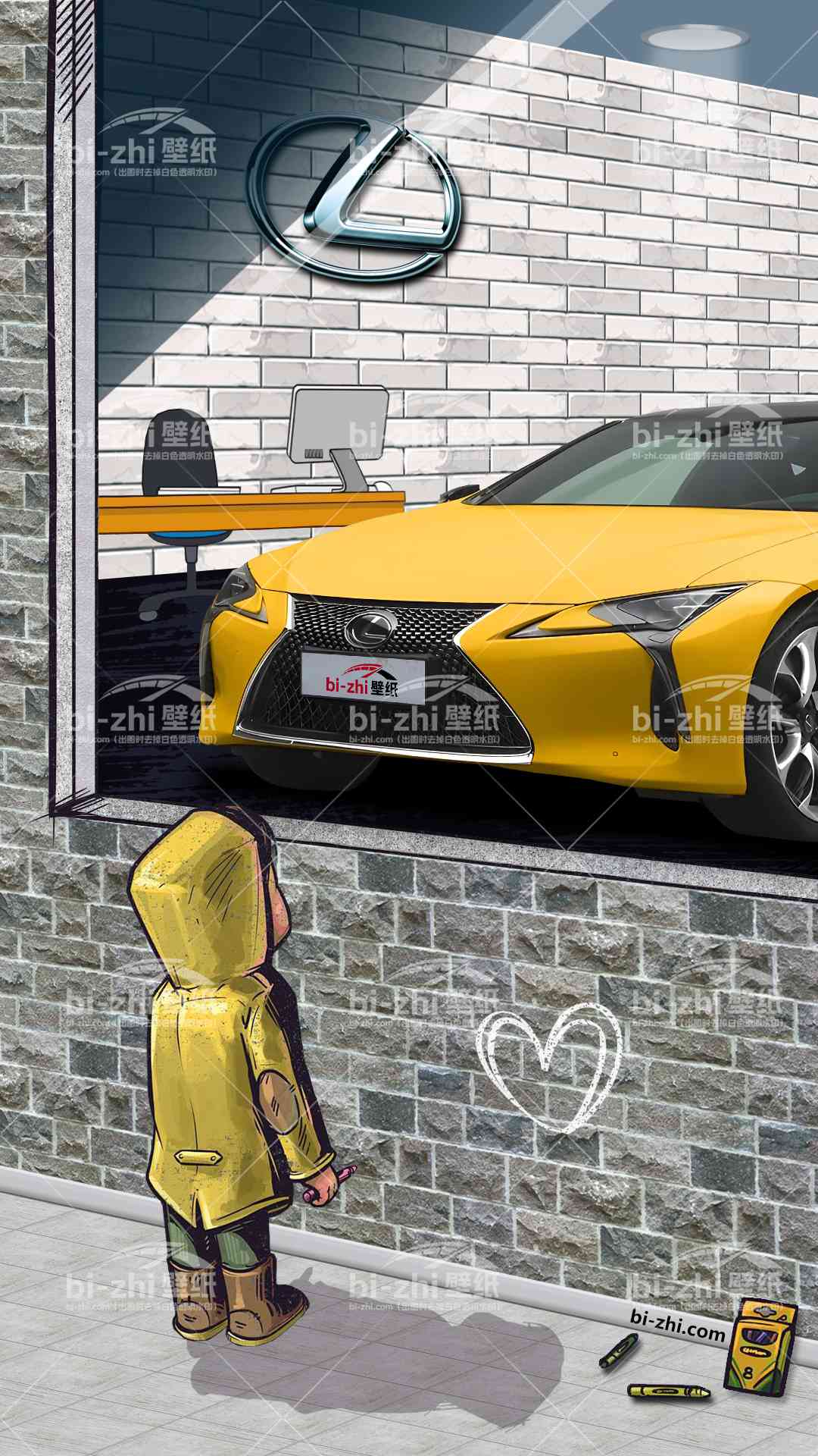 雷克萨斯LC橱窗男孩看车男孩汽车壁纸