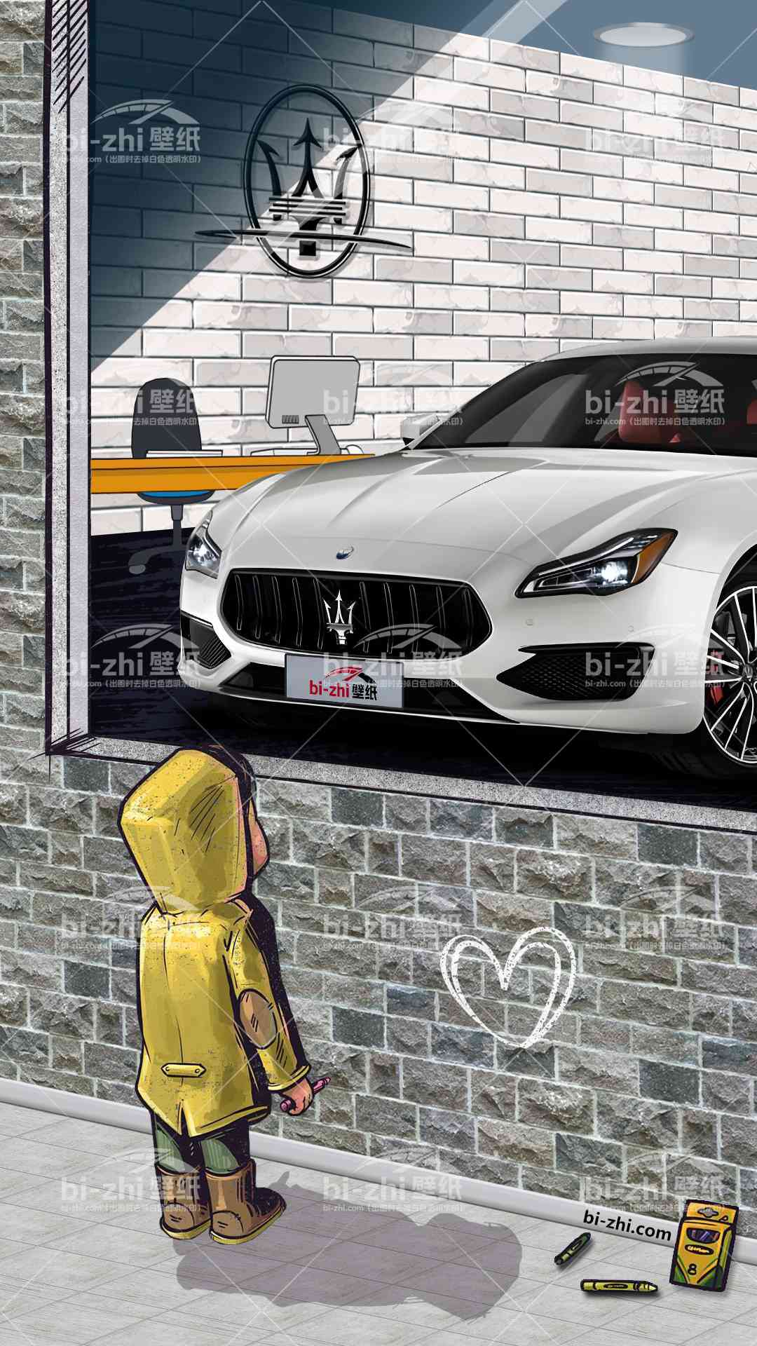 玛萨拉蒂总裁橱窗男孩看车男孩汽车壁纸