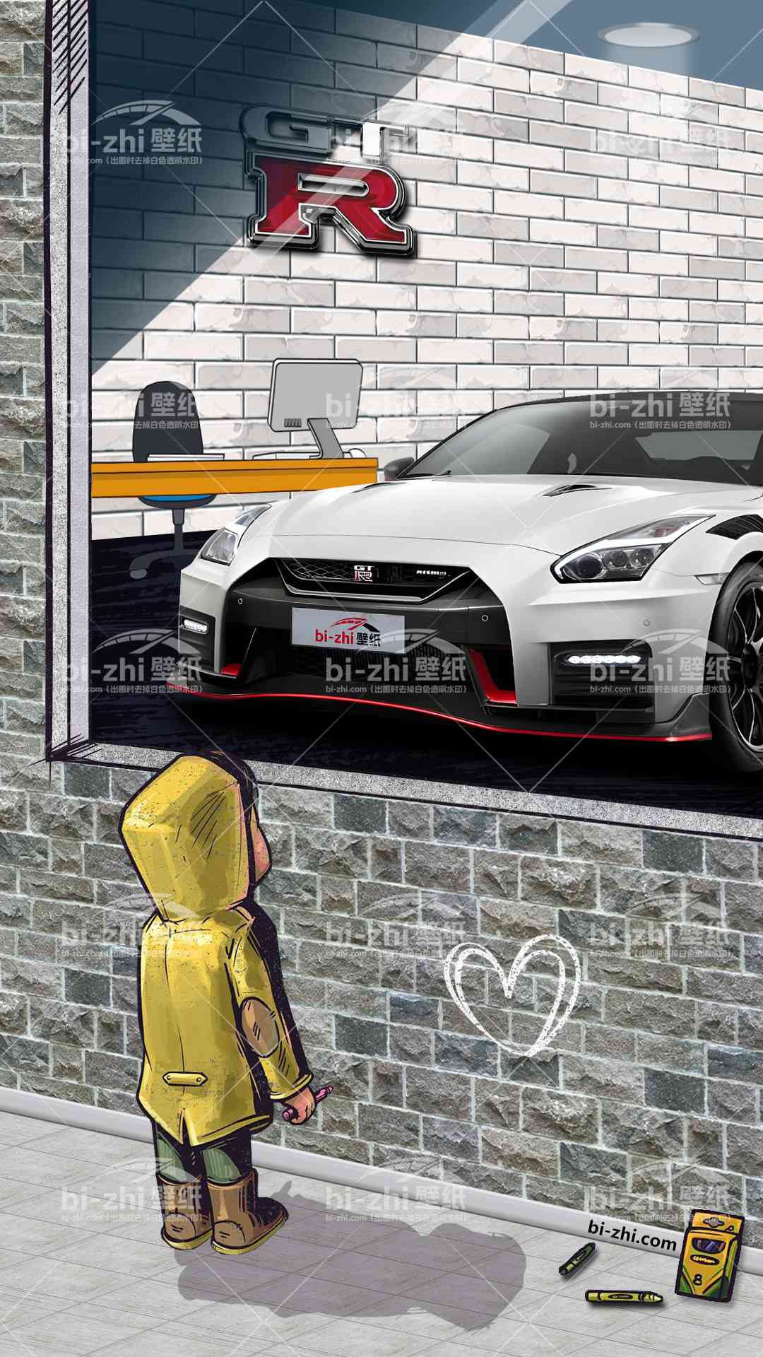 日产GTR橱窗男孩看车男孩汽车壁纸