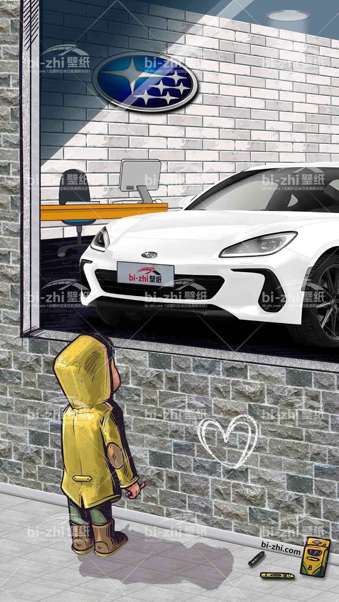 斯巴鲁BRZ橱窗男孩看车男孩汽车壁纸