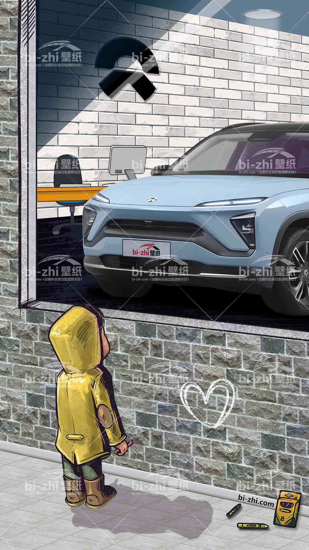蔚来ES6橱窗男孩看车男孩汽车壁纸