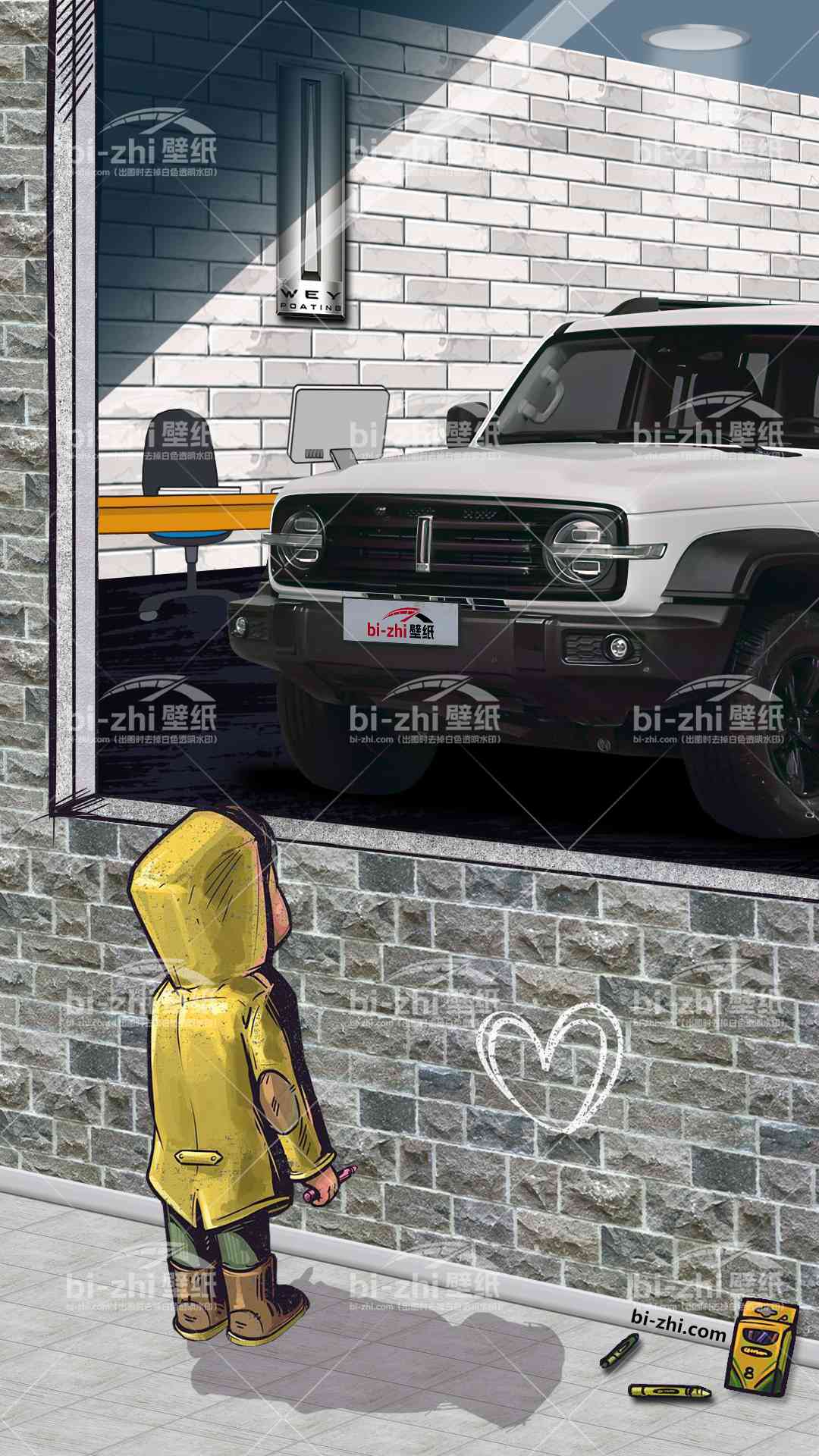 WEY坦克300橱窗男孩看车男孩汽车壁纸