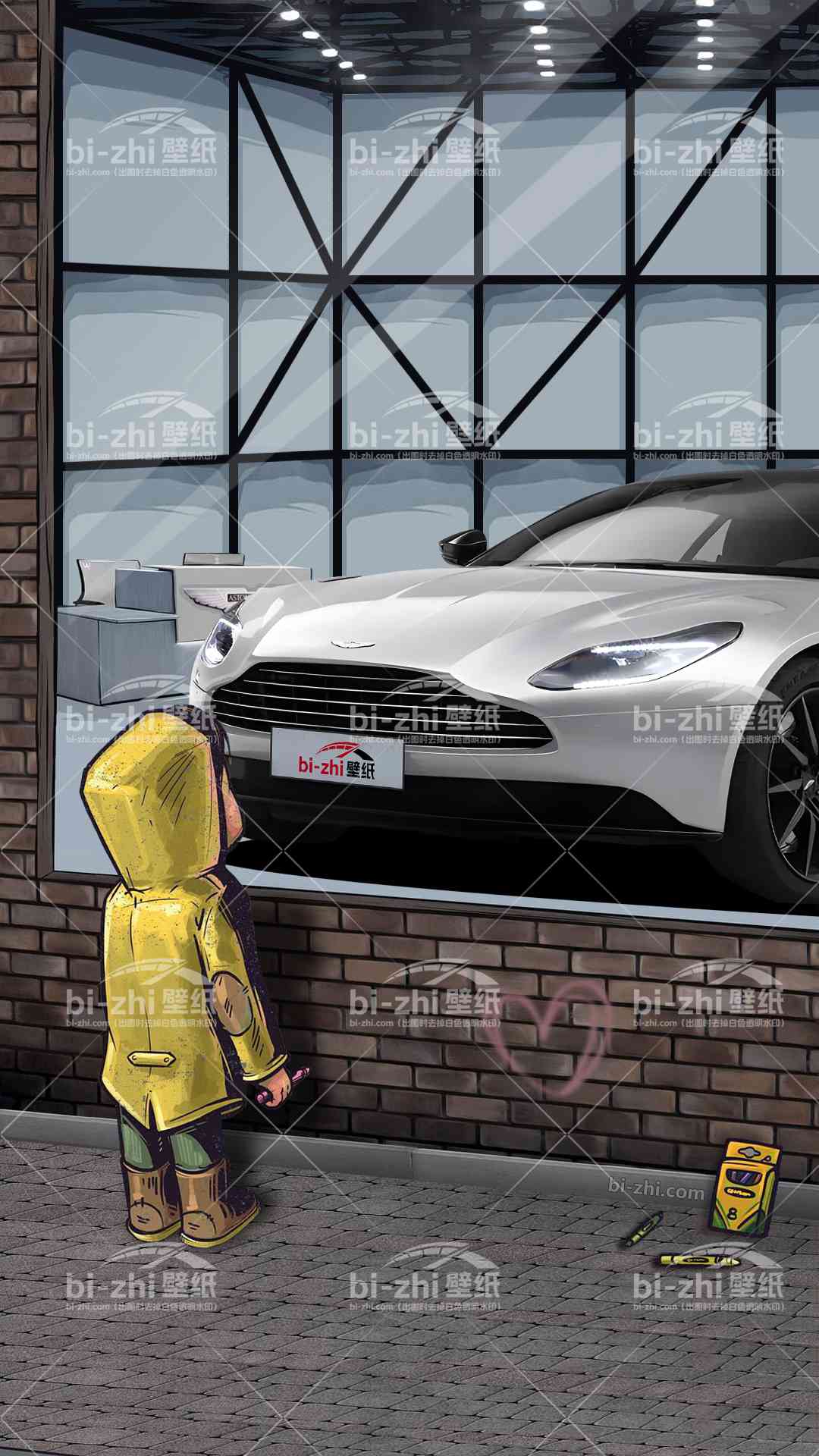 阿斯顿马丁DB11橱窗男孩看车男孩汽车壁纸