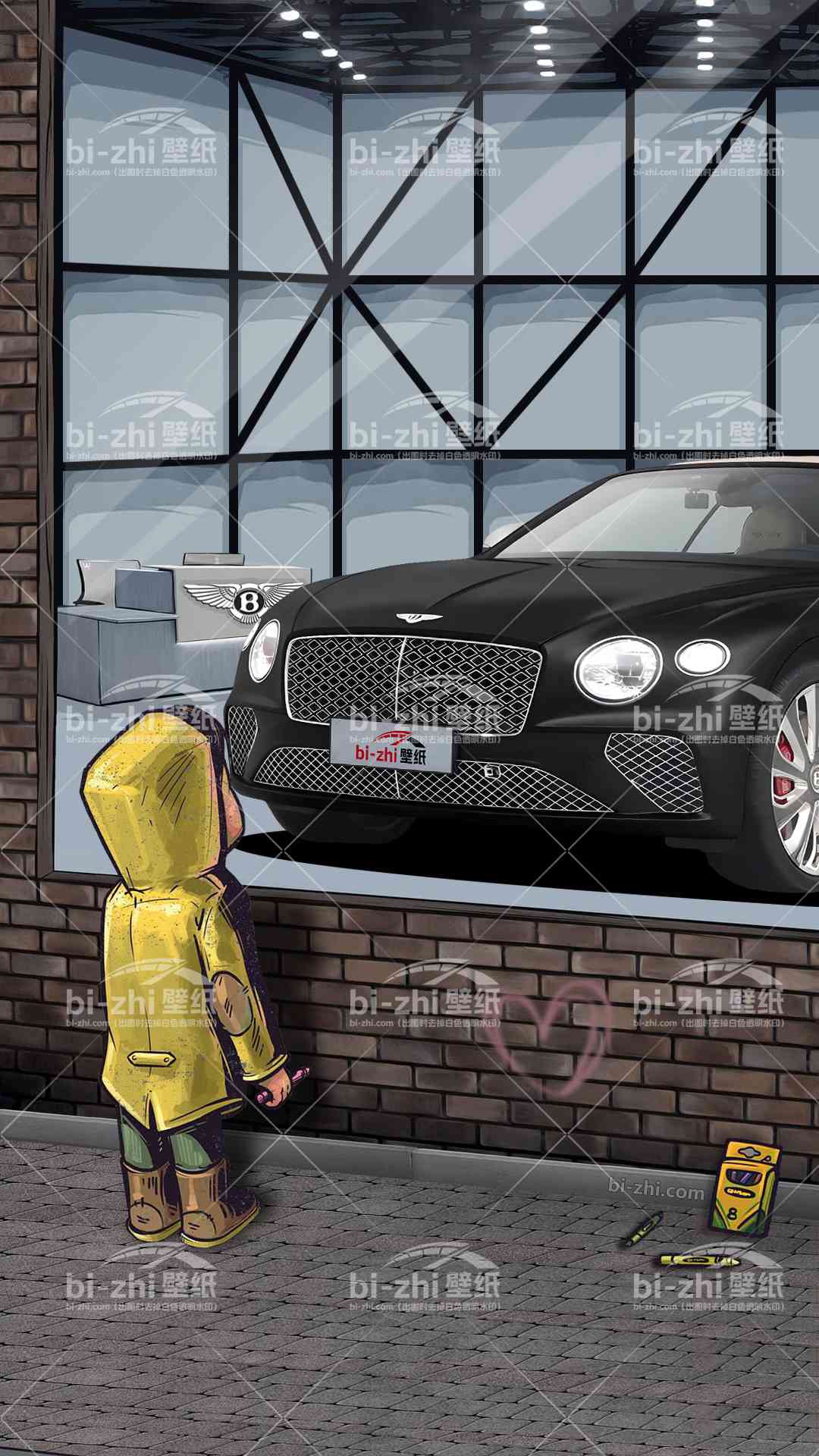 宾利欧陆橱窗男孩看车男孩汽车壁纸