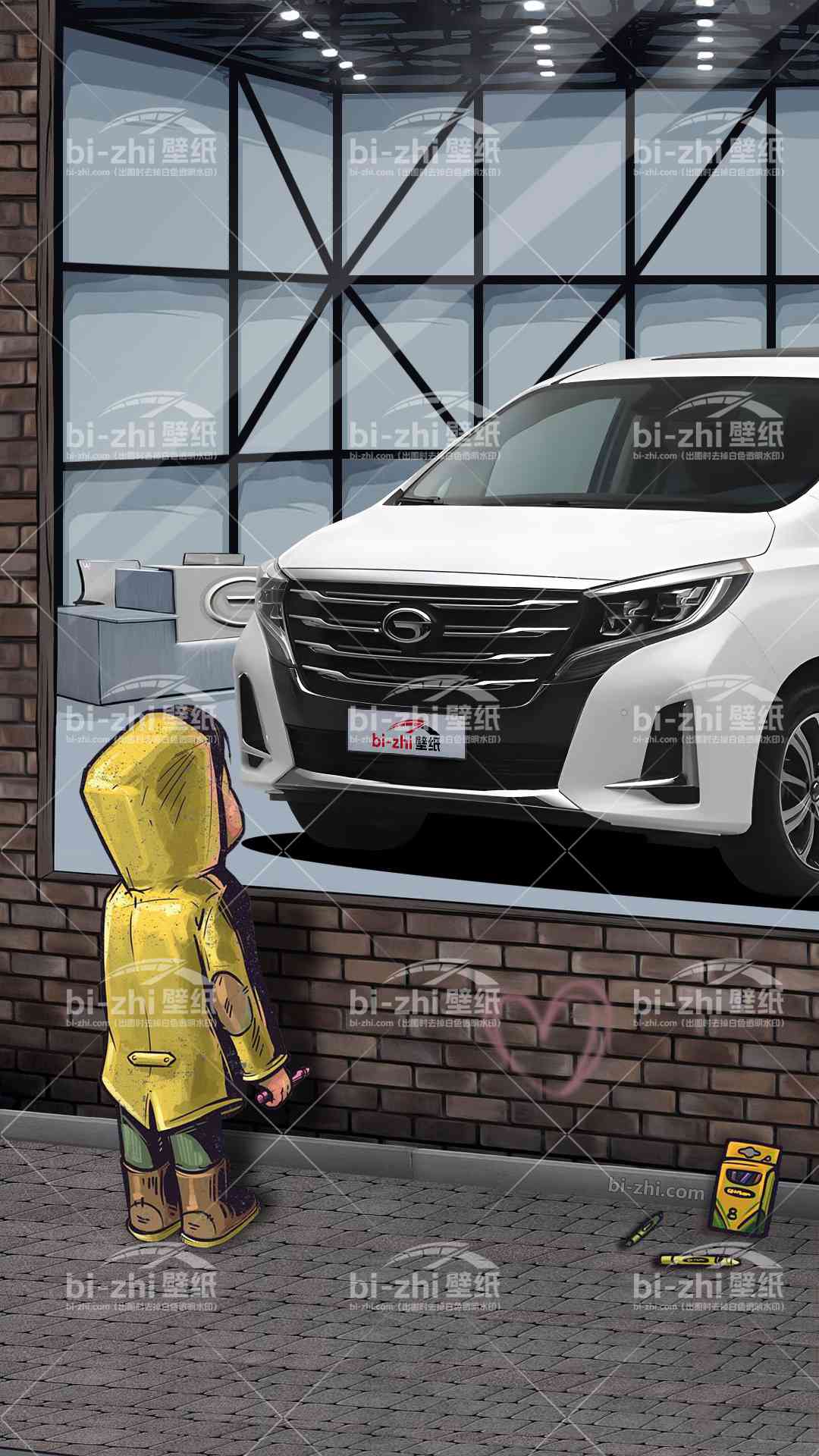 广汽传祺m8橱窗男孩看车男孩汽车壁纸