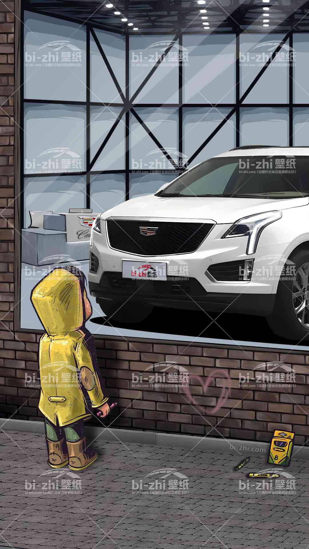 凯迪拉克XT5橱窗男孩看车男孩汽车壁纸